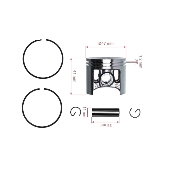 Kompletter Kolben für Kettensägen Stihl MS341 MS361 47 mm (OEM 11350302000)