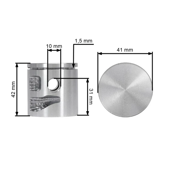 Kompletter Kolben für Partner 742 842 840 Jonsered CS2138S McCulloch CS42S Mac 738 740 742 842 Poulan P4018AV S1970 41mm (OEM 530071883)