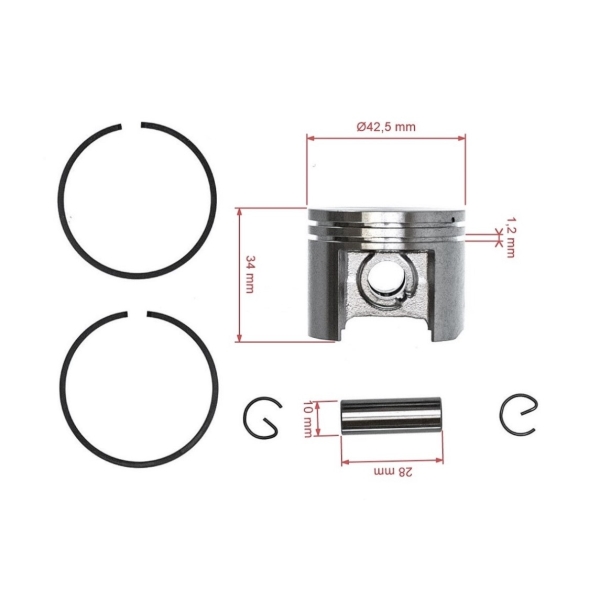 Kompletter Kolben für Stihl 025 MS250 Kettensägen 42,5 mm (OEM 11230302016)