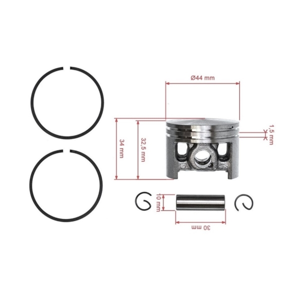 Kompletter Kolben für Stihl 026 MS260 Kettensägen 44mm (OEM 11210302001)