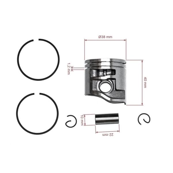Kompletter Kolben für Stihl MS181 Kettensägen 38mm (OEM 11390302002)