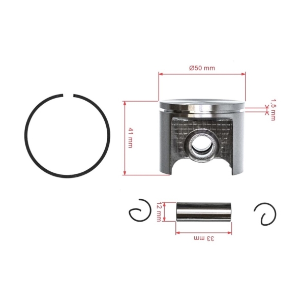 Kompletter Kolben für Trenn- und Kettensägen Husqvarna 66 268 268K 50 mm (OEM 503448371 544223903)