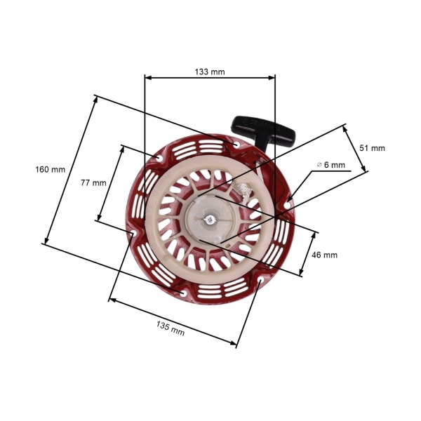 Kompletter Starter für Honda GX120 Motoren GX160 GX200 Leistung 5,5 PS - 6,5 PS (OEM 28400-ZH8-13YA 28400-ZH8-013ZA)