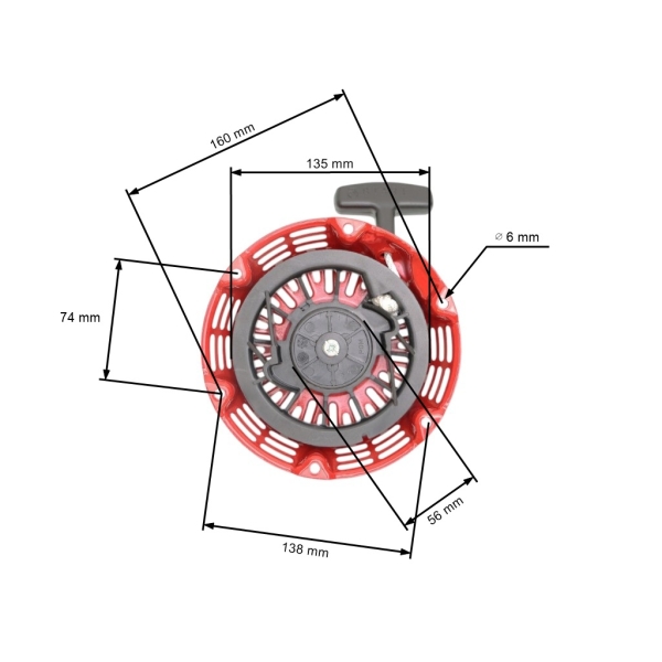 Kompletter Starter für Honda GX140 GX160 GX200 Motoren Leistung 5,5 PS - 6,5 PS (OEM 28400-ZE1-003ZA 28400-ZE8-013ZA 28400ZE8509)