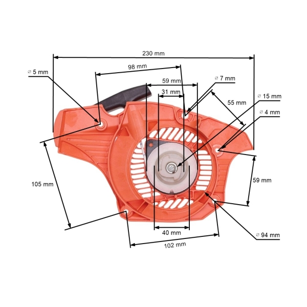 Kompletter Starter für Kettensägen OLEO-MAC Oleomac GS35 GS350 (OEM 50242005BR)