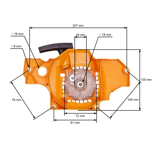 Kompletter Starter für Kettensägen Partner 350 351 370 390 420 McCulloch Mac 325 Mac Cat 338 MAC 3-14 XT (OEM 530049335)