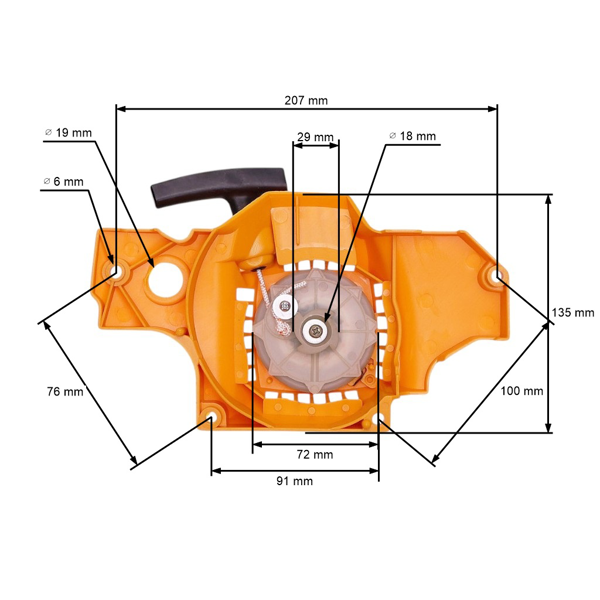 Kompletter Starter für Kettensägen Partner 350 351 370 390 420 McCulloch Mac 325 Mac Cat 338 MAC 3-14 XT (OEM 530049335)