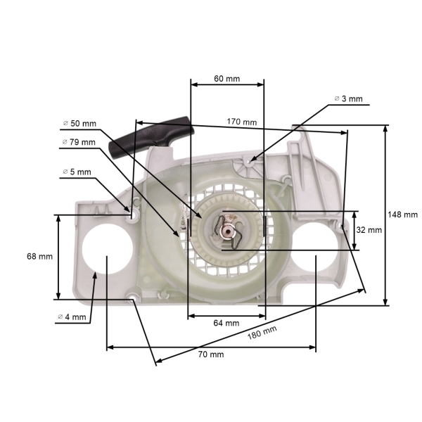 Kompletter Starter für Kettensägen Stihl MS170 2-MIX MS180 2-MIX (11300801807 11300802110)