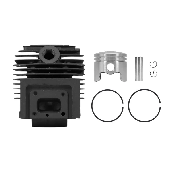 Kompletter Zylinder mit Kolben 44 mm für chinesische Motorsensen und Freischneider aus dem Hobbymarkt mit einem Hubraum von 52 ccm
