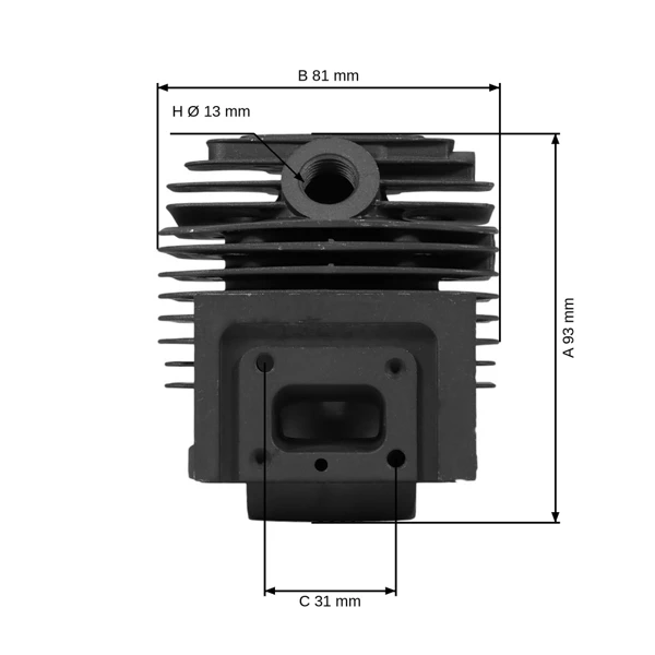 Kompletter Zylinder mit Kolben 44 mm für chinesische Motorsensen und Freischneider aus dem Hobbymarkt mit einem Hubraum von 52 ccm