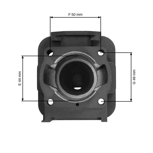 Kompletter Zylinder mit Kolben 44 mm für chinesische Motorsensen und Freischneider aus dem Hobbymarkt mit einem Hubraum von 52 ccm