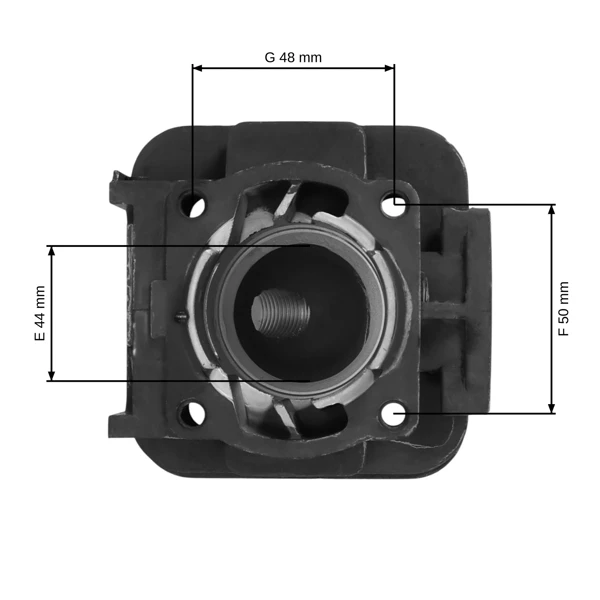Kompletter Zylinder mit Kolben 44 mm für chinesische Motorsensen und Freischneider aus dem Hobbymarkt mit einem Hubraum von 52 ccm