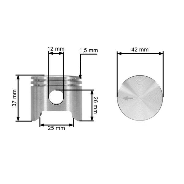Kompletter Zylinder mit Kolben für Kettensägen OLEO-MAC Oleomac 746T 446BP Efco 8460 8465 42 mm (OEM 61122014F)