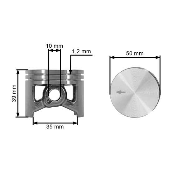 Kompletter Zylinder mit Kolben für Kettensägen Stihl 044 MS440 52 mm