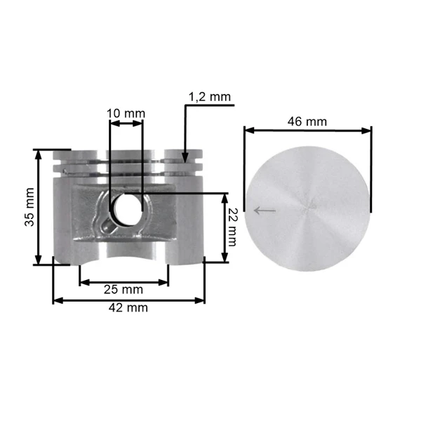 Kompletter Zylinder mit Kolben für Kettensägen Stihl MS270 MS280 46 mm (OEM 11330201203)