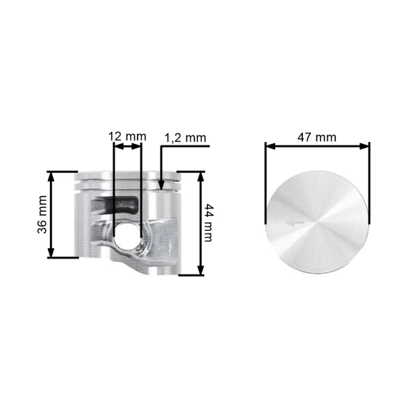 Kompletter Zylinder mit Kolben für Kettensägen Stihl MS362 47 mm (OEM 11400201200)