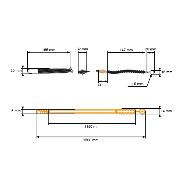 Komplettkabel für Kupplung und Mähmessersteuerung von Gartentraktoren MTD Gutbrod Wolf Garen Yard Machines Cub Cadet (OEM 746-05140 746-04173D 746-04173E)