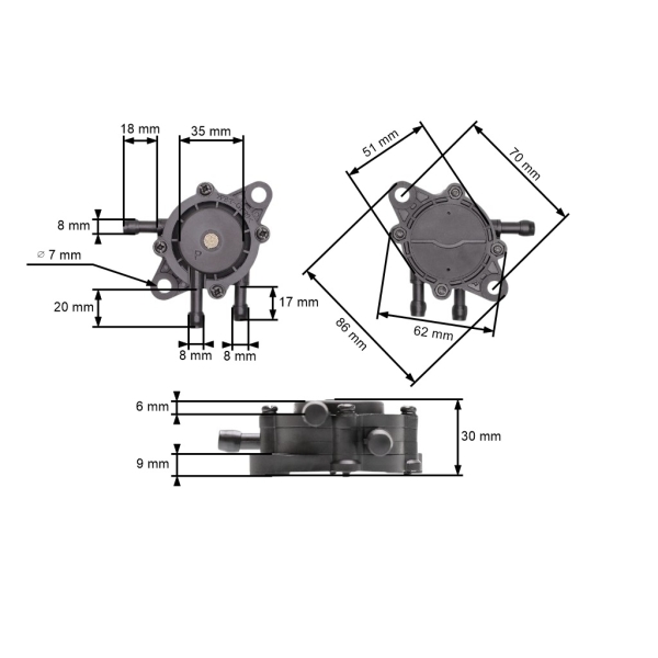 Kraftstoffpumpe für Briggs & Stratton Motoren (OEM 491922 691034 692313 808492 808656)