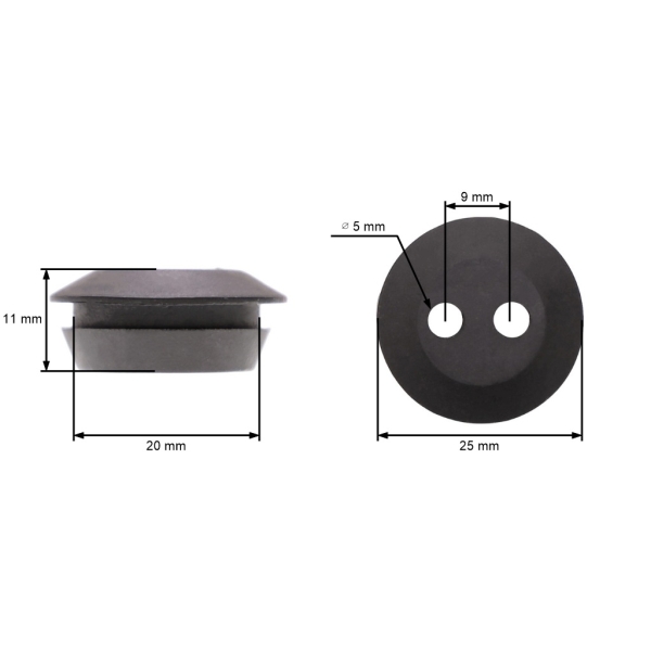 Kraftstofftank buchse für Kettensägen Motorsensen und andere Gartengeräte Durchmesser 25,0 mm Höhe 11,0 mm Rohrdurchführung 4,70 mm