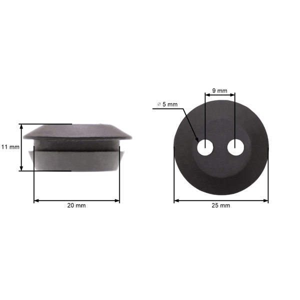 Kraftstofftank buchse für Kettensägen Motorsensen und andere Gartengeräte Durchmesser 25,0 mm Höhe 11,0 mm Rohrdurchführung 4,70 mm