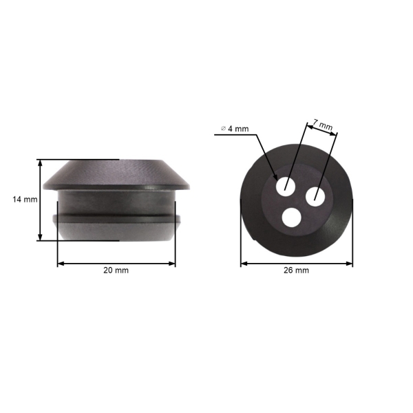 Kraftstofftanktülle für Kettensägen, Freischneider und andere Gartengeräte, Durchmesser 20,0 mm, Höhe 14,0 mm