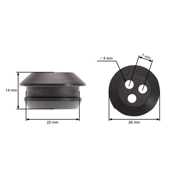 Kraftstofftanktülle für Kettensägen, Freischneider und andere Gartengeräte, Durchmesser 20,0 mm, Höhe 14,0 mm