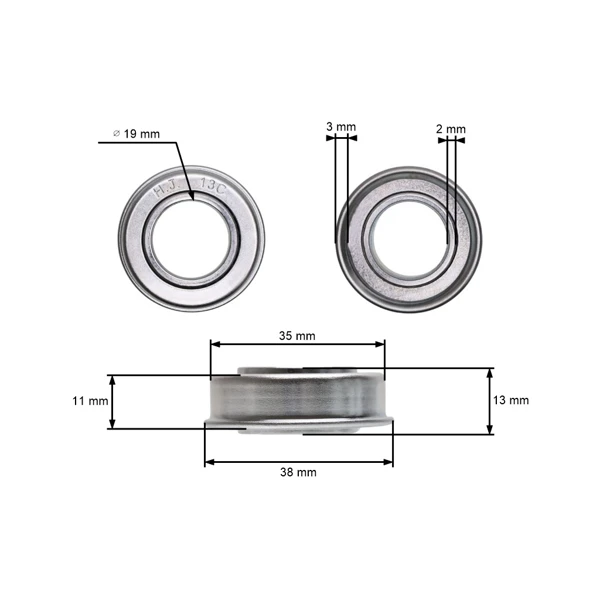Kugellager 19 mm x 35 mm x 13,4 mm für Gartenmäherräder Toro (OEM 11807 2669 1100513)