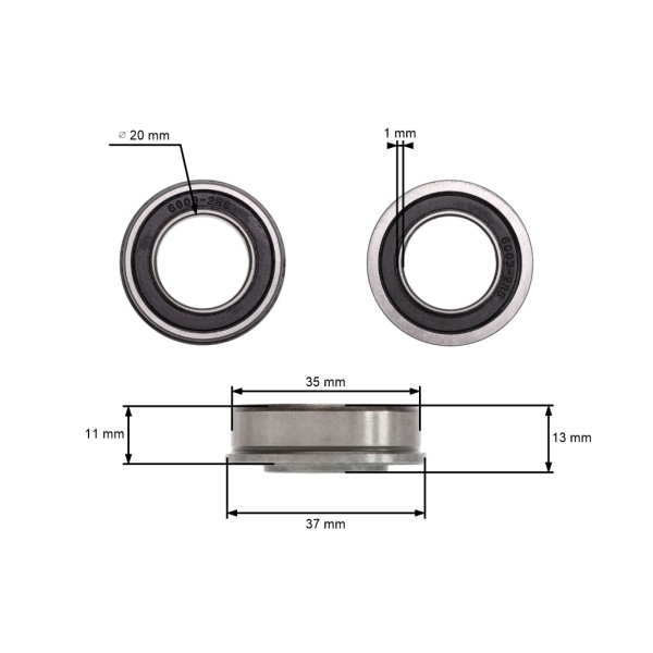 Kugellager 20 mm x 35 mm x 12,8 mm Castel Garden Stiga Alpina Honda (OEM 1136-0157-01 125122200/2 80190-Y09-003 80264-VK1-003 125122200/2 25122200/2) 20 mm x 35 mm x 12,8 mm