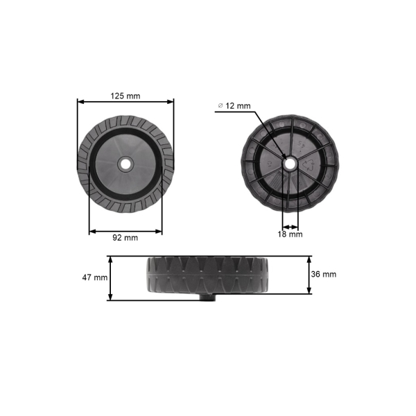 Kunststoffrad Elektromäher Castel Garden K350 P350 (OEM 22686081/0)