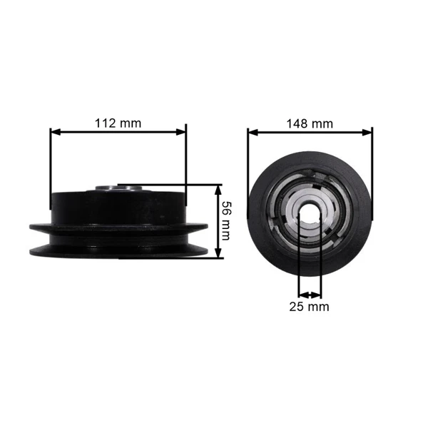 Kupplung für Motorhacken Außendurchmesser 148 mm x Lochdurchmesser 25,4 mm für 1 Keilriemen 17 mm