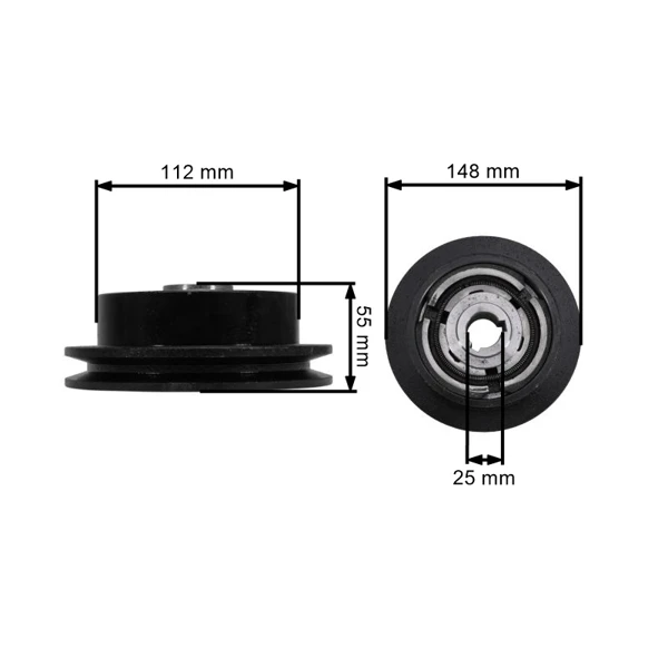 Kupplung für Motorhacken Außendurchmesser 148 mm x Lochdurchmesser 25 mm für 1 Keilriemen 13 mm
