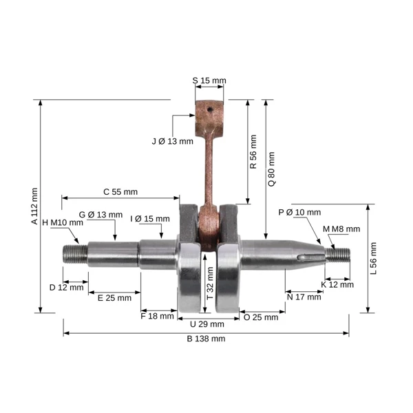 Kurbelwelle für Kettensägen Husqvarna 340 345 350 Jonsered 2141 2145 2150 CS2141 CS2145 CS2150 (OEM 503858071)