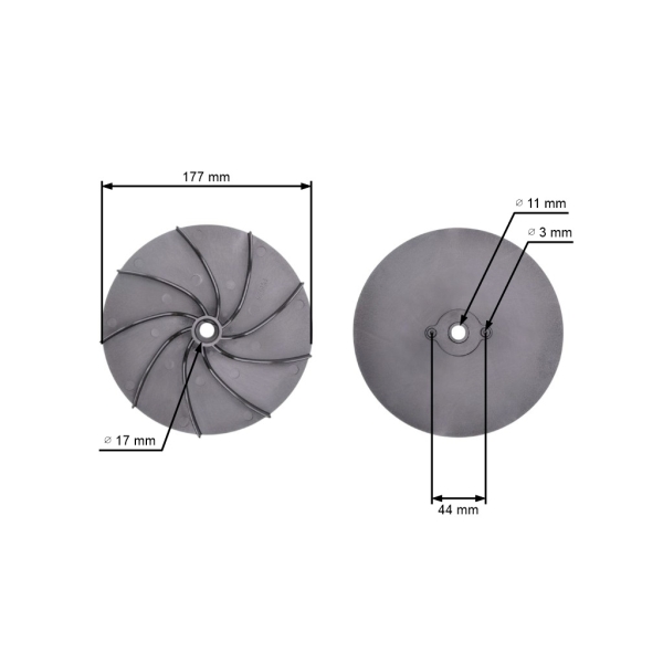 Lüfter für Elektromäher Castel Garden Stiga Variolux (OEM 22465602/0 322465602/1 1136-0673-01)