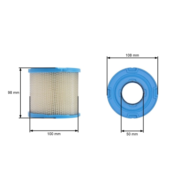 Luftfilter 100 mm x 98 mm x 50 mm für Briggs & Stratton Motoren 7,0 PS - 18,0 PS (OEM 390930 393957)