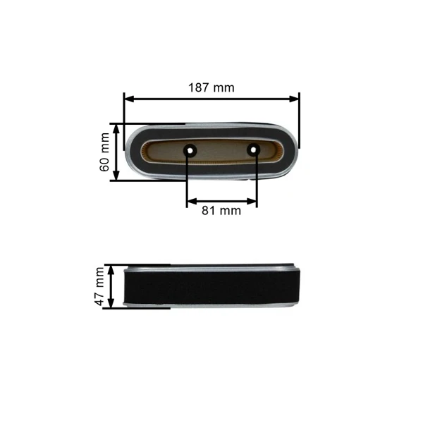 Luftfilter 185 mm x 47 mm für Honda GXV160 HR216 HRU216 HRA216 HRU216D HUT216 HRU19 (OEM 17211-ZE7-W03 17211-ZE7-W01 17211-ZE7-W02)