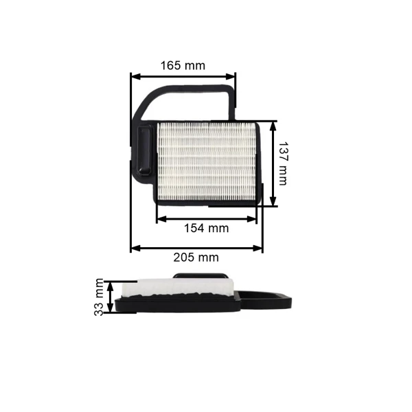 Luftfilter 205 mm x 137 mm x 33 mm für Kohler Husqvarna Toro Motoren (OEM 531029501 2008302-S)