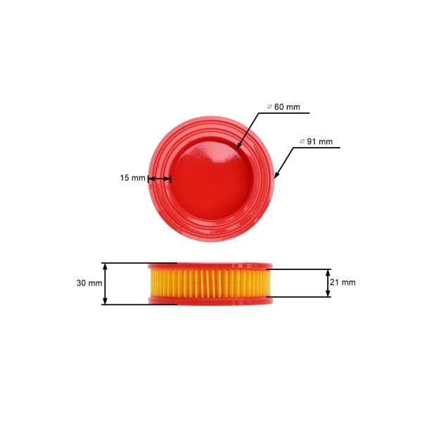 Luftfilter 91 mm x 59 mm x 30 mm für MTD 5T65 RH RHA Motoren (OEM 751-14628)