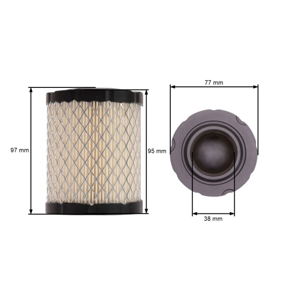 Luftfilter 97 mm x 77 mm x 38 mm für Briggs & Stratton Intek Powerbuilt Motoren 10,5 PS - 14,0 PS (OEM 796032 591583)