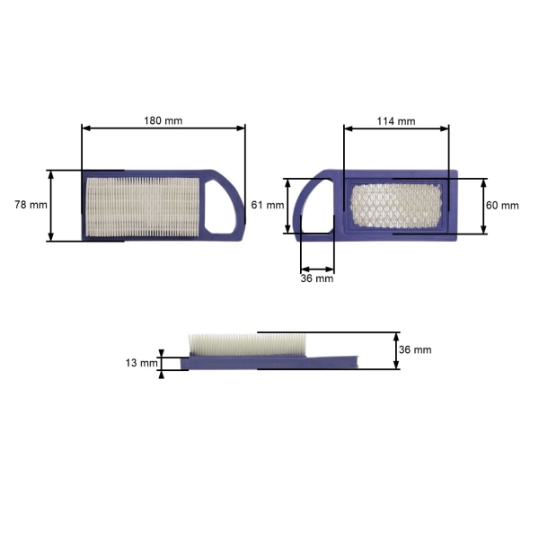 Luftfilter für Motoren Briggs & Stratton Power Built OHV I / C OHV AVS Leistung 8,0 PS - 13,5 PS (OEM 697775 794421 797007 698413 697152 695643)