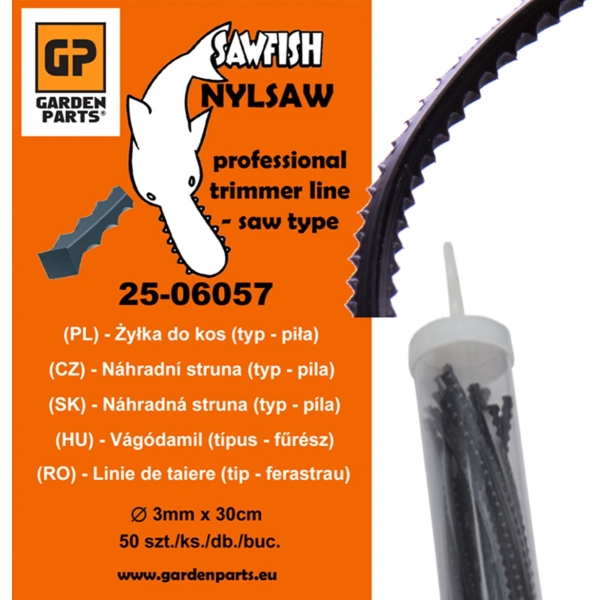 Mähfaden mit durchmesser 3,0 mm Länge 30 cm Packung 50 Stück sawfish Nylsaw-Profil für Motorsensen und Trimmer