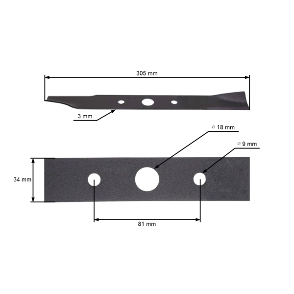 Mähmesser 30,5 cm (12") für Agroma E900 900W Elektromäher