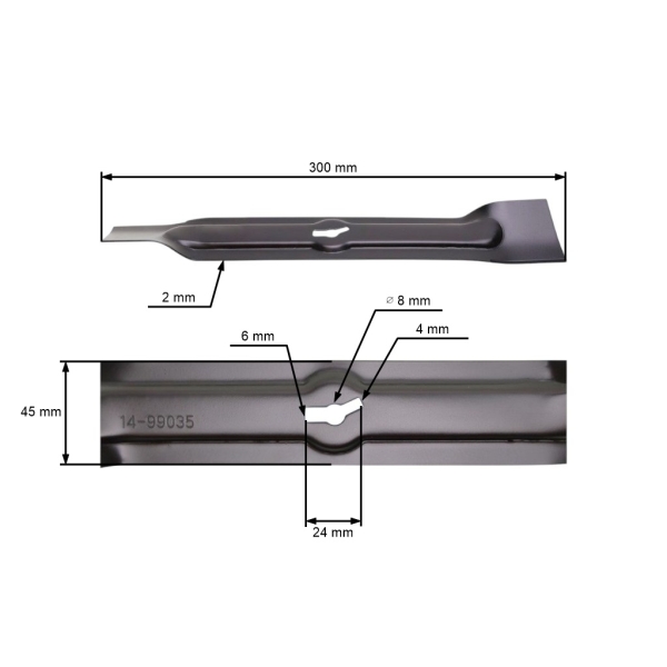 Mähmesser 30 cm (12") für Elektromäher GO-ON Einhell Centralpark Basic Grizzly Castorama (OEM 3405600 340024001021 GD21BX.00.02)