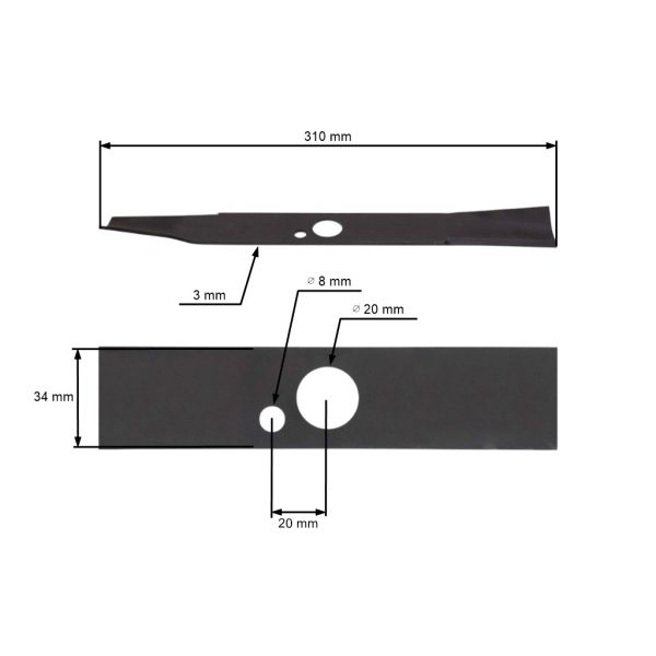 Mähmesser 31 cm (12") für Elektromäher Valex Estroil Partner (OEM 1489820 5950481)