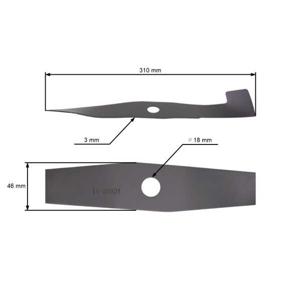 Mähmesser 31 cm (12") mit Auffang für Elektromäher AL-KO Alko 32 (OEM 344769 516747 548854)