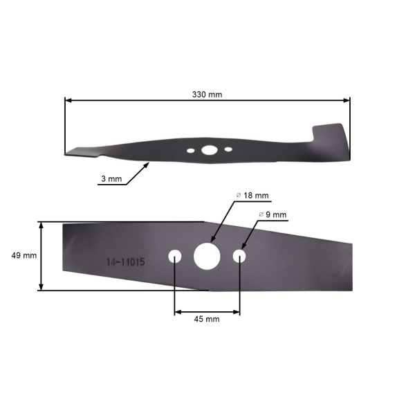 Mähmesser 33 cm (13") mit Aufsatz für Elektromäher Castel Garden Dolmar Stiga Honda (OEM 81004116/0 81004141/0 1111-9156-01 1111915601 CG81004117H1)