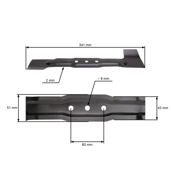 Mähmesser 34,1 cm (13") für Bosch Rotak Elektromäher (OEM F016800271 F016L65157)