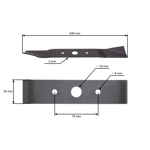 Mähmesser 34 cm (13") für Elektromäher Kabit