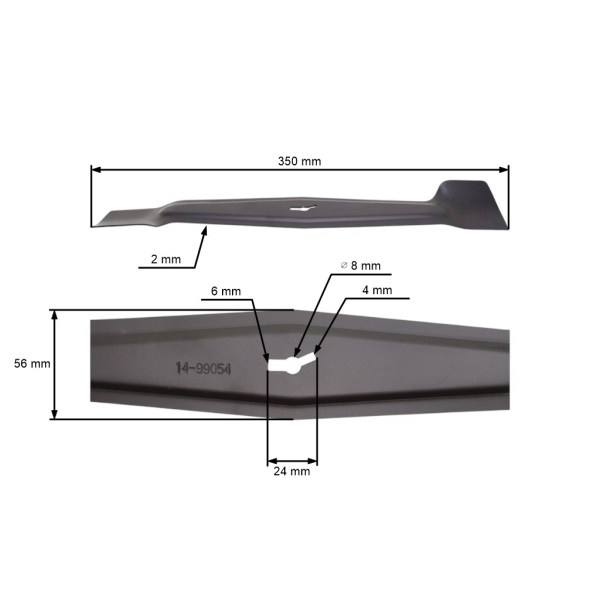 Mähmesser 35 cm (14") für Elektromäher Einhell Castorama Grizzly (OEM 603715 GM80BX.A0.02)