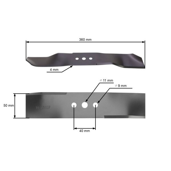 Mähmesser 36 cm (14") für Gartentraktoren und Reiter Husqvarna Jonsered (OEM 579652510 505544501 544067701 579652501)