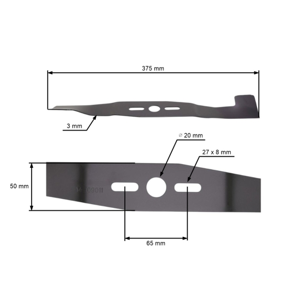 Mähmesser 37,5 cm (15") mit Auffang für Elektromäher AL-KO Alko Classic 3.8E (OEM 470207 112726)